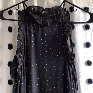 Black Midi Length Dress with Polka Dots - XL